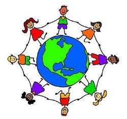 Multicultural children holding hands around the world